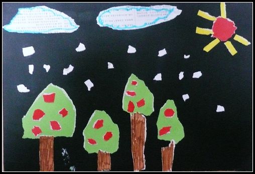 [图文]七年级上学期美术手撕纸贴画作品欣赏